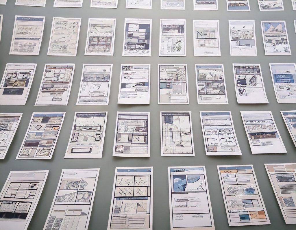 Photo présentant des wireframes de site web.