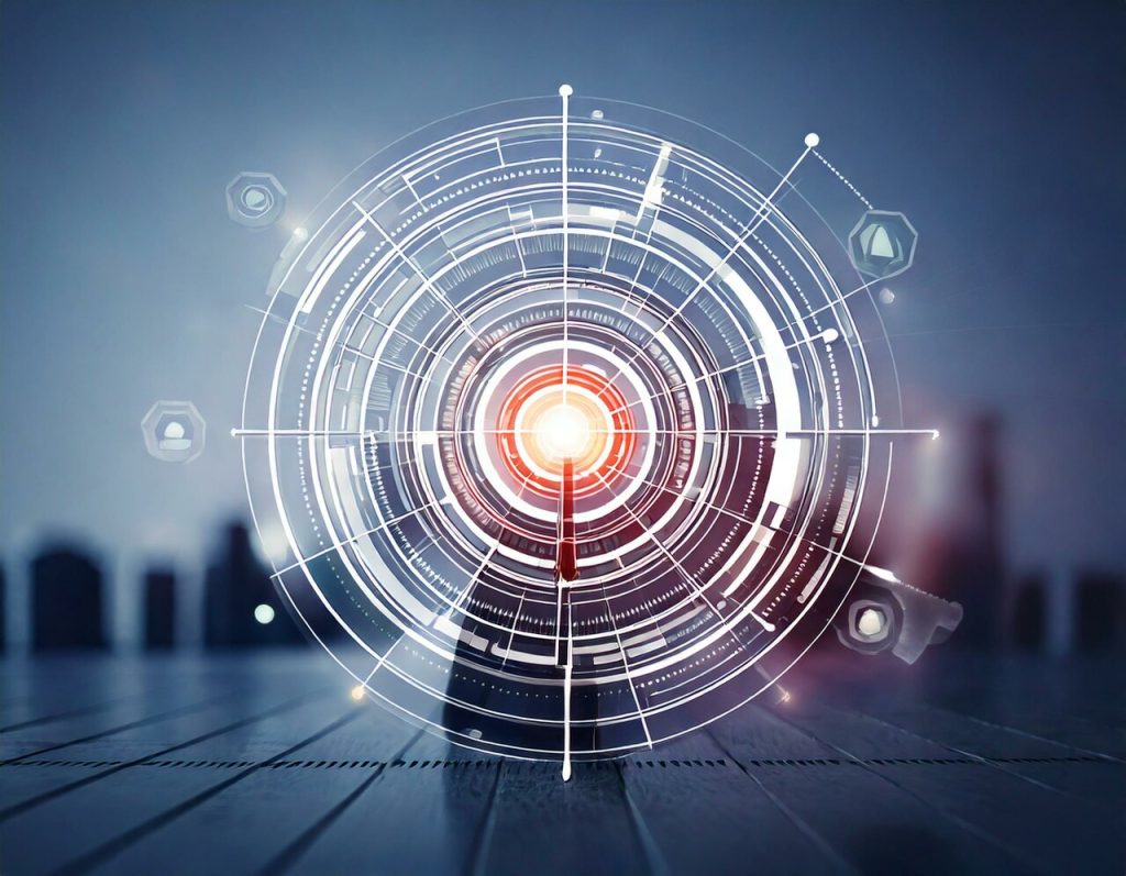 un dessin circulaire avec une lumière rouge (automatisation et personnalisation)